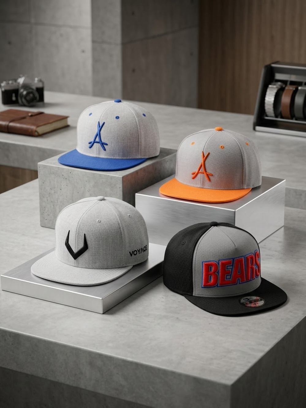 Gray Snapback Cap with - embroidery
